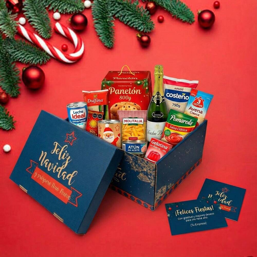 Canasta navideña azul elegante